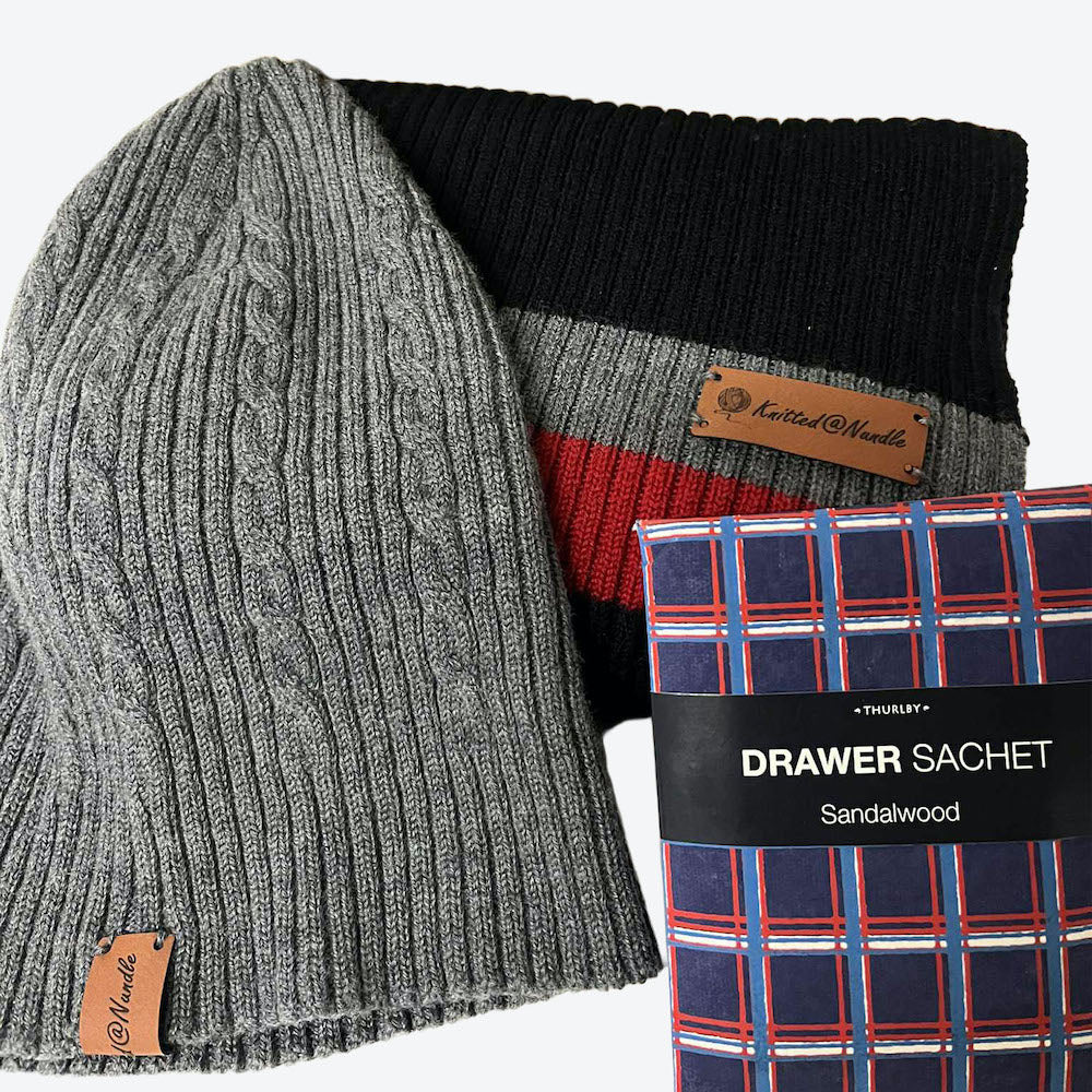 Knitted@Nundle Scarf & Beanie Gift Pack - Black