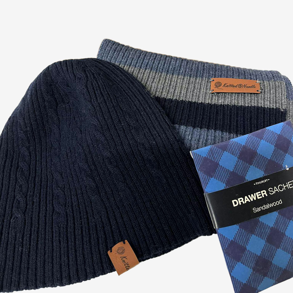 Knitted@Nundle Scarf &amp; Beanie Gift Pack - Denim