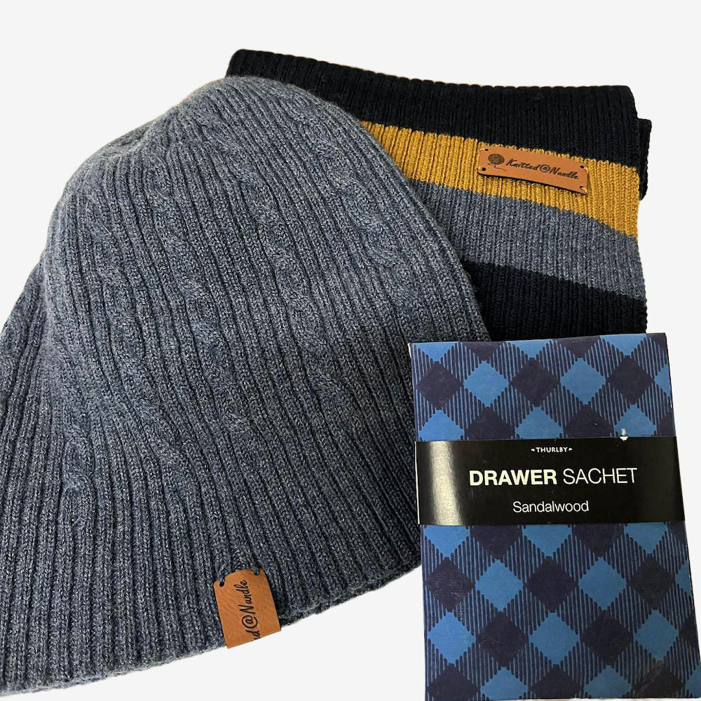 Knitted@Nundle Scarf &amp; Beanie Gift Pack - Navy