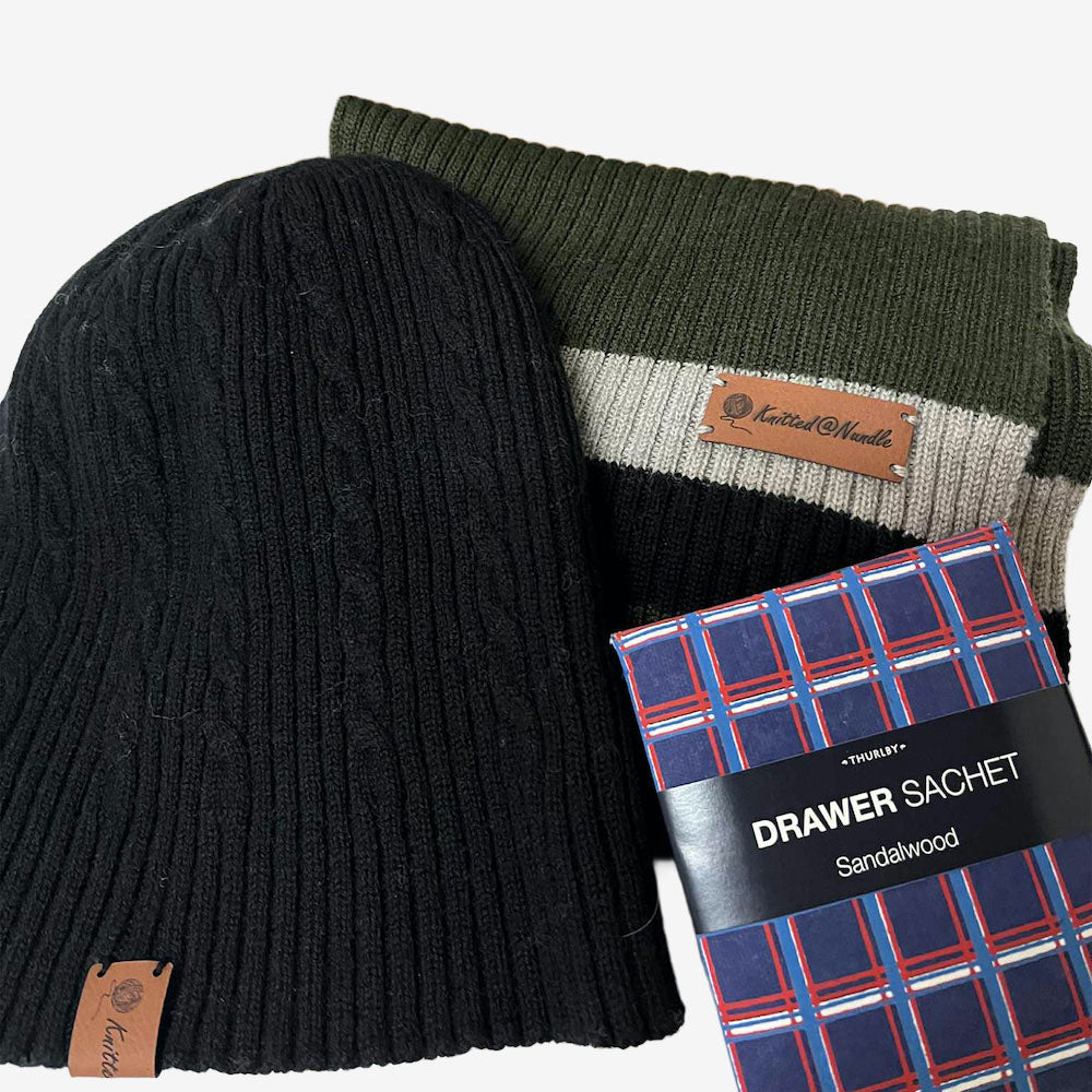 Knitted@Nundle Scarf &amp; Beanie Gift Pack - Olive