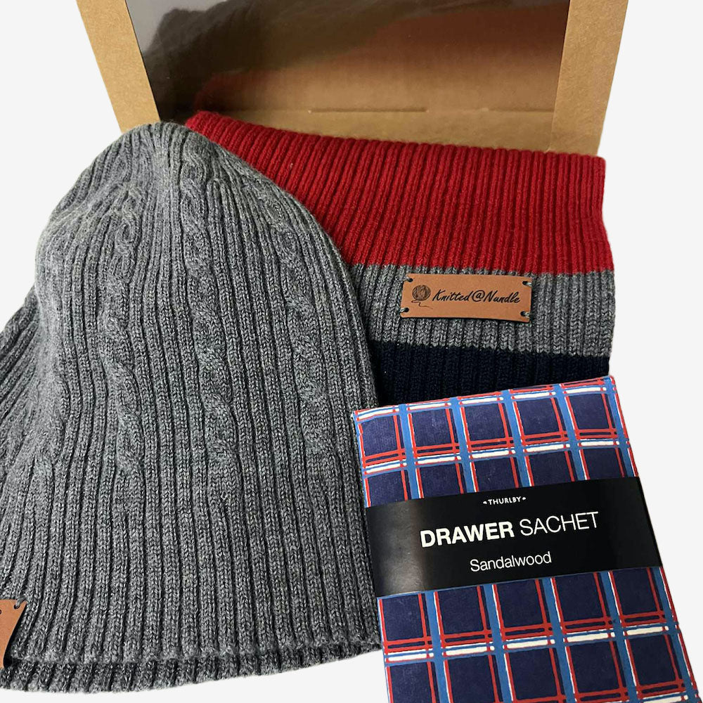 Knitted@Nundle Scarf &amp; Beanie Gift Pack - Red