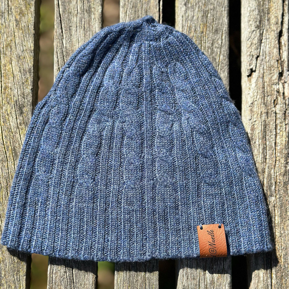 Knitted@Nundle Baby Cable Beanie denim