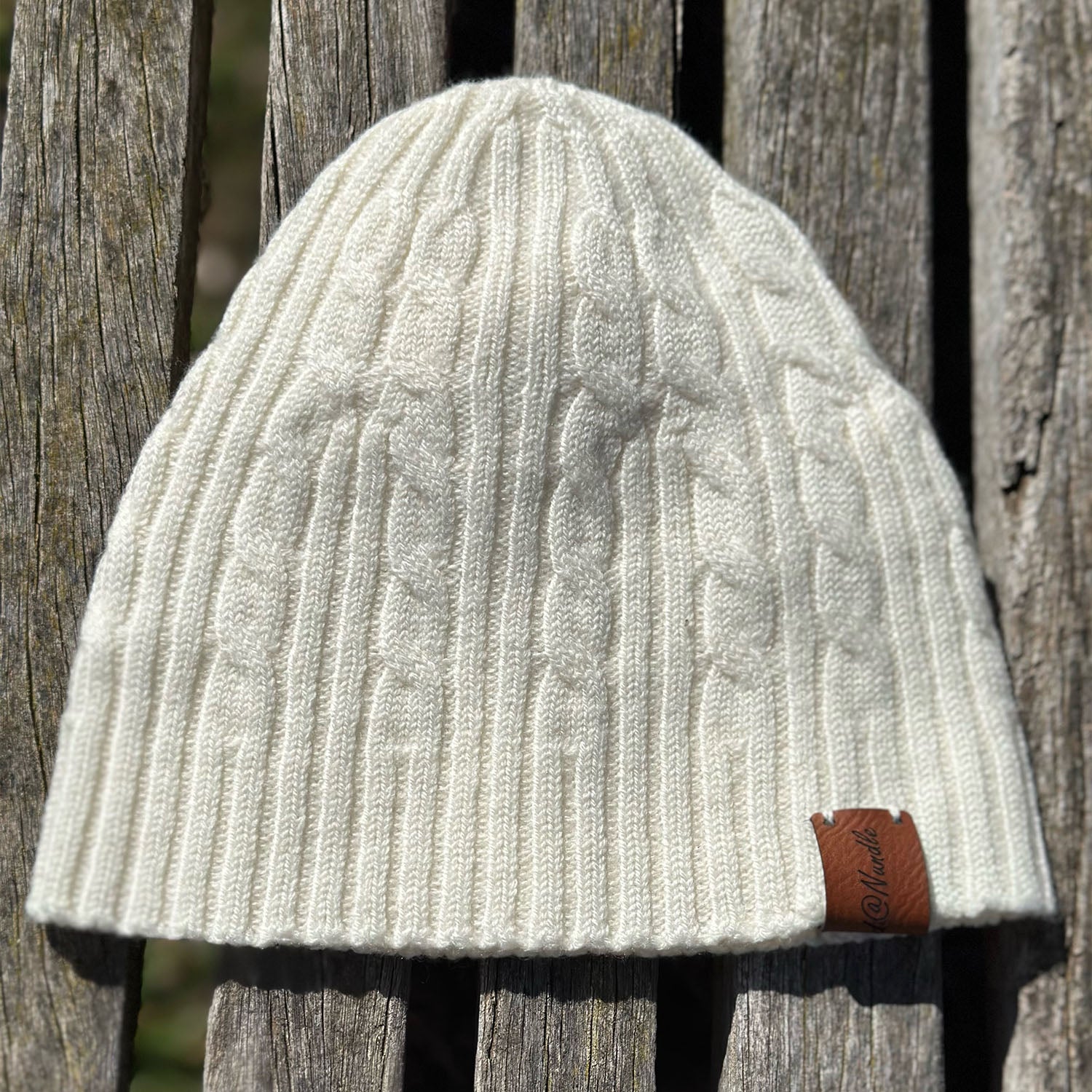 Knitted@Nundle Baby Cable Beanie natural