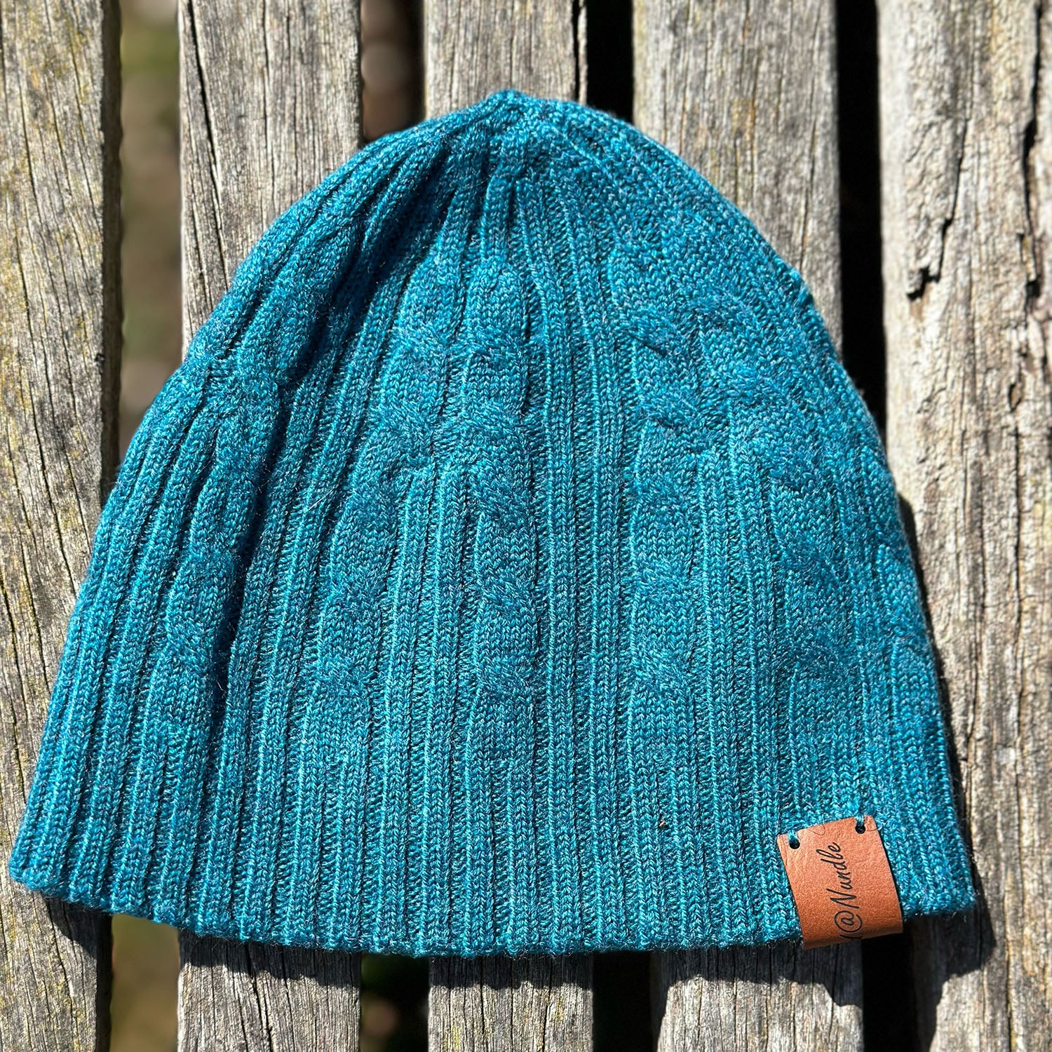 Knitted@Nundle Baby Cable Beanie teal