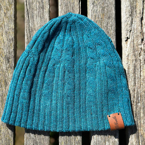 Knitted@Nundle Baby Cable Beanie teal