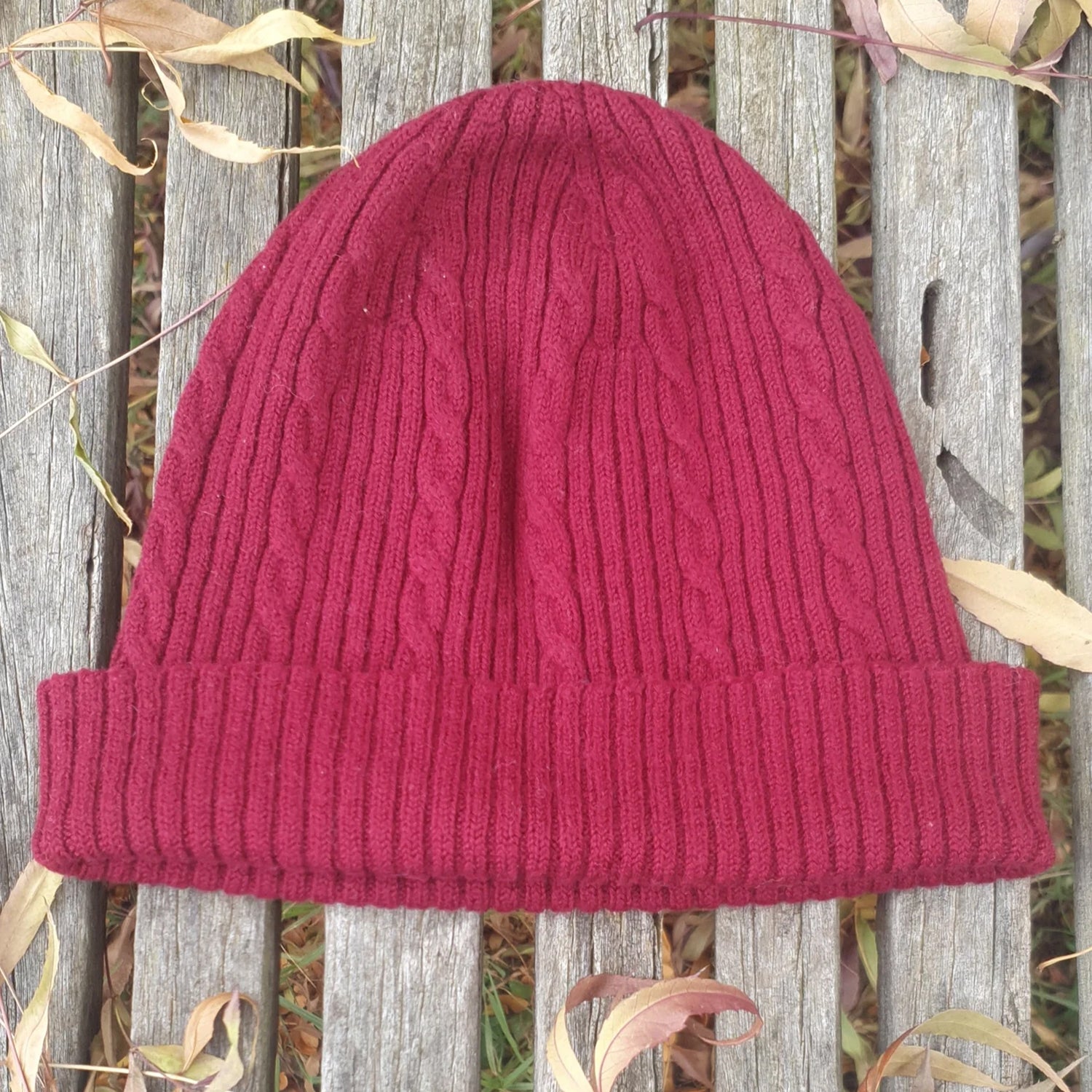 Knitted@Nundle Cable Beanie Burgundy