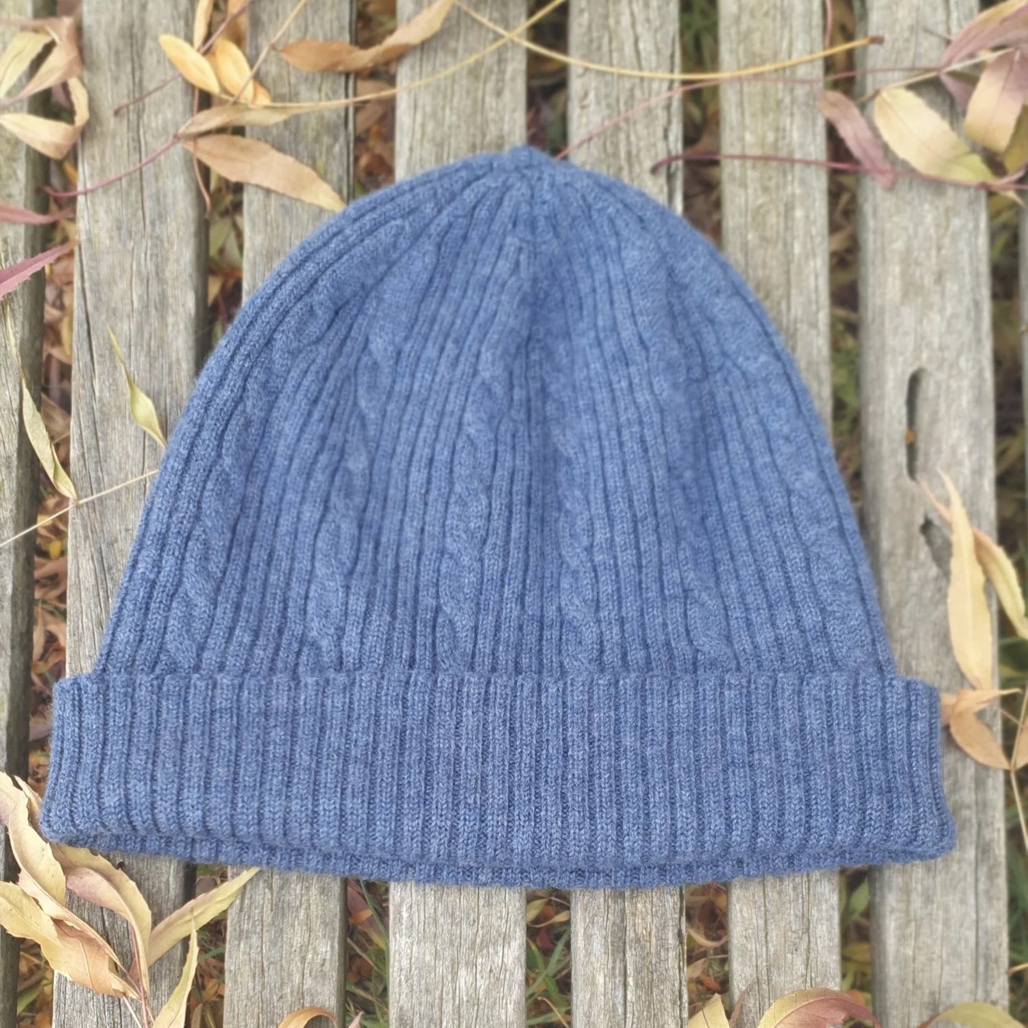 Knitted@Nundle Cable Beanie denim