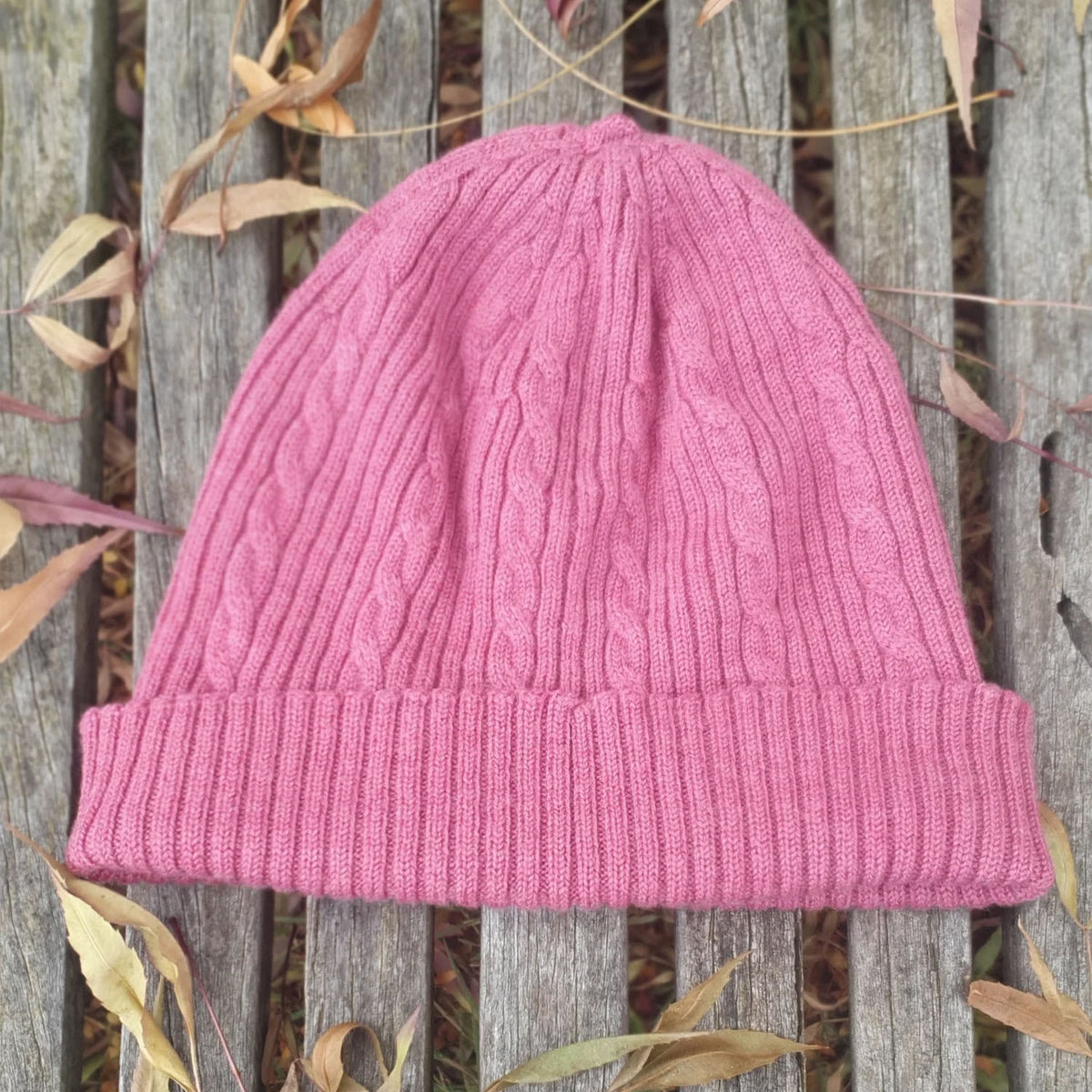 Knitted@Nundle Cable Beanie watermelon