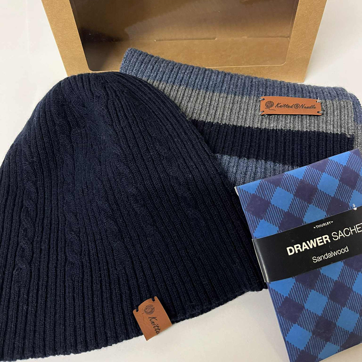 Knitted@Nundle Scarf & Beanie Gift Pack - Denim