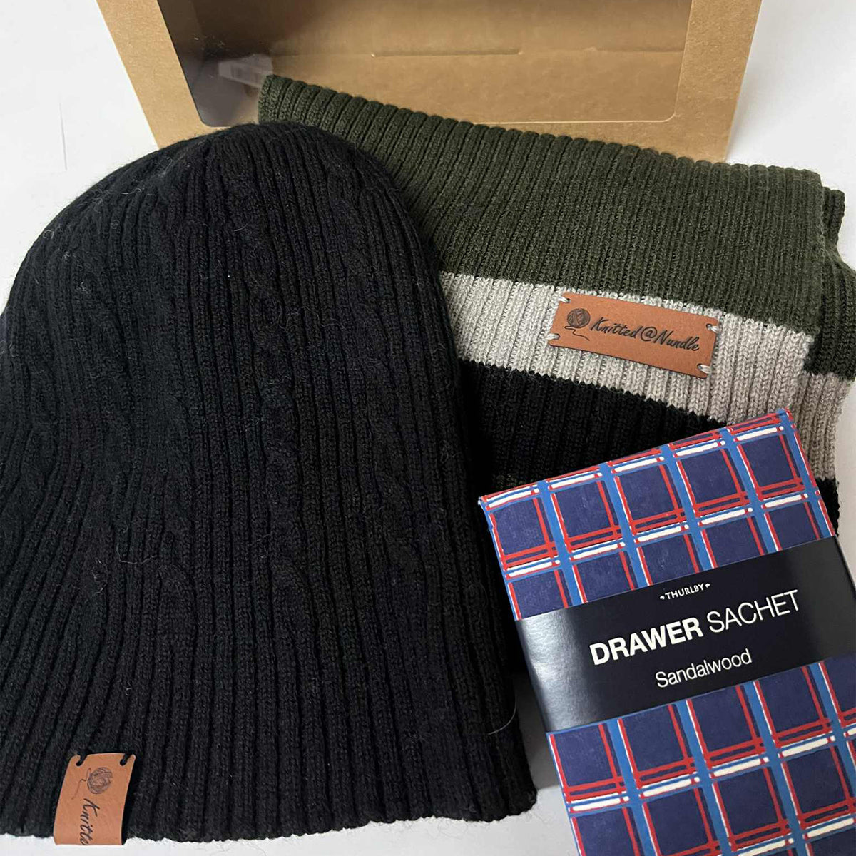 Knitted@Nundle Scarf & Beanie Gift Pack - Olive