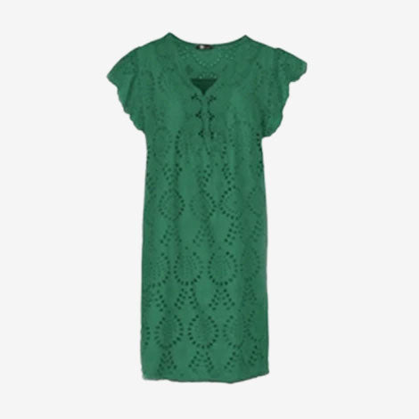 M-Made in Italy V Neck Short Dress green