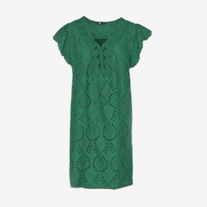 M-Made in Italy V Neck Short Dress green