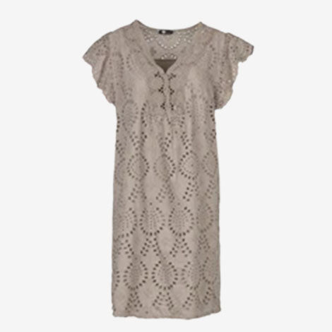 M-Made in Italy V Neck Short Dress taupe