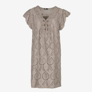 M-Made in Italy V Neck Short Dress taupe