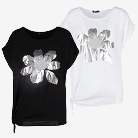 M-Made in Italy Flower Side Tie Top