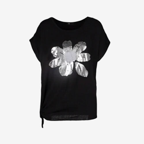 M-Made in Italy Flower Side Tie Top black