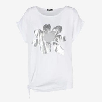 M-Made in Italy Flower Side Tie Top white