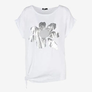 M-Made in Italy Flower Side Tie Top white