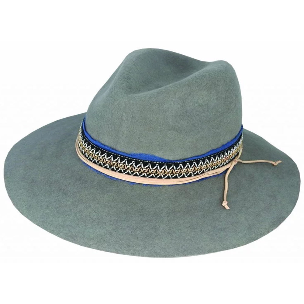 Maddison Avenue Nyla Layer Trim Wool  Felt Fedora grey