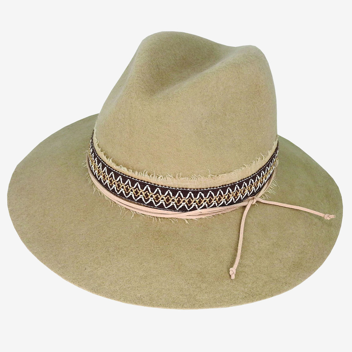 Maddison Avenue Nyla Layer Trim Wool  Felt Fedora - Bran