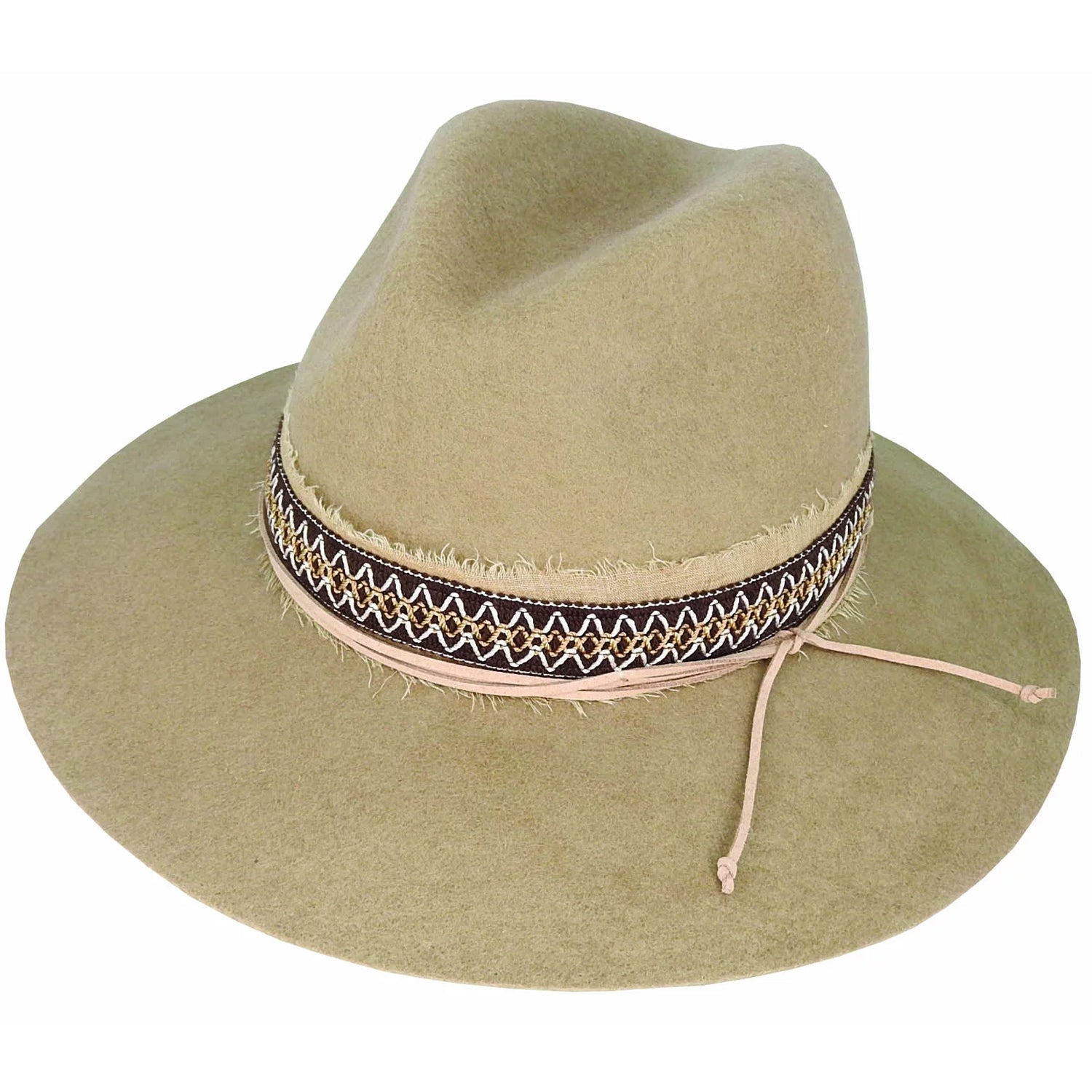 Maddison Avenue Nyla Layer Trim Wool  Felt Fedora bran