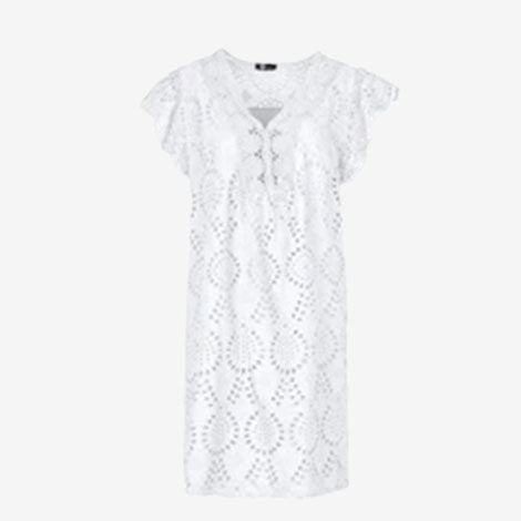 M-Made in Italy V Neck Short Dress white