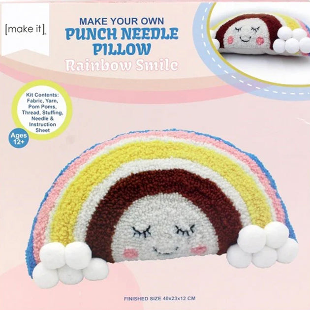 Make it Punch Needle Pillow Rainbow smile