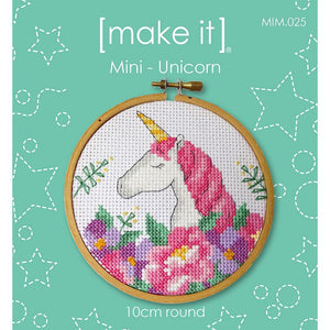 Make it Mini Cross Stitch Kit with Hoop unicorn