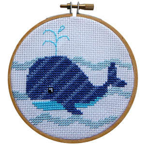 Make it Mini Cross Stitch Kit with Hoop whale