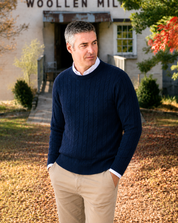 Ansett Pure Wool Cable Crew