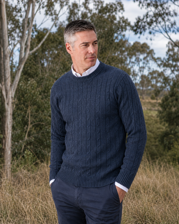 Ansett Pure Wool Cable Crew