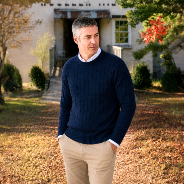 Ansett Pure Wool Cable Crew