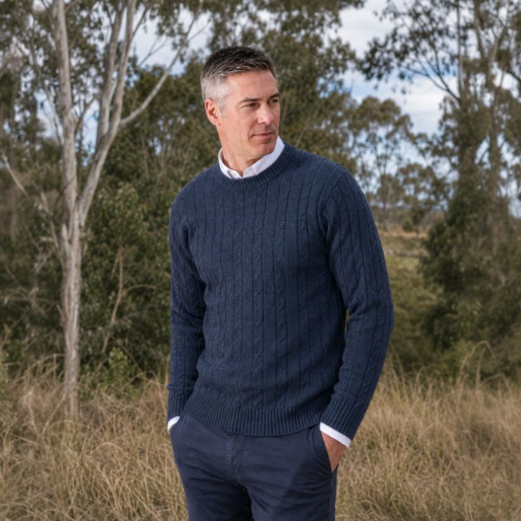Ansett Pure Wool Cable Crew