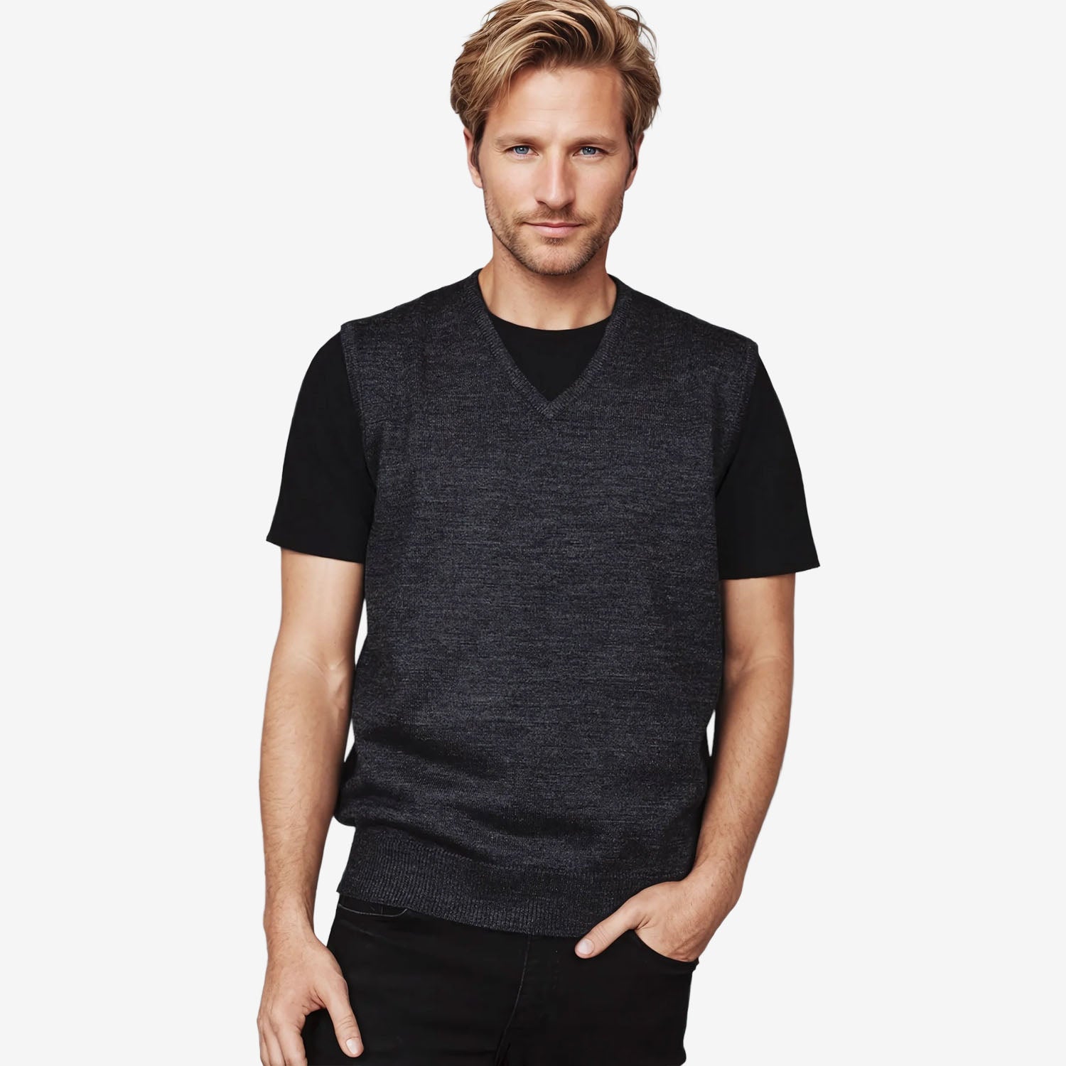 Ansett Fine Merino Slip On Vest charcoal