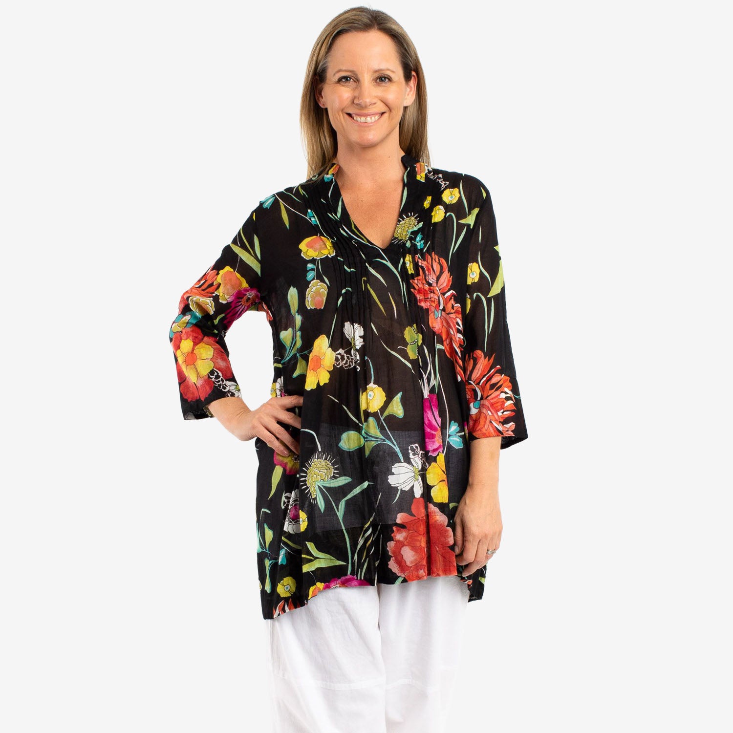 Mozaic Long Pleated Top