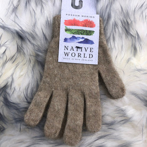 Native World Possum Blend Gloves flax