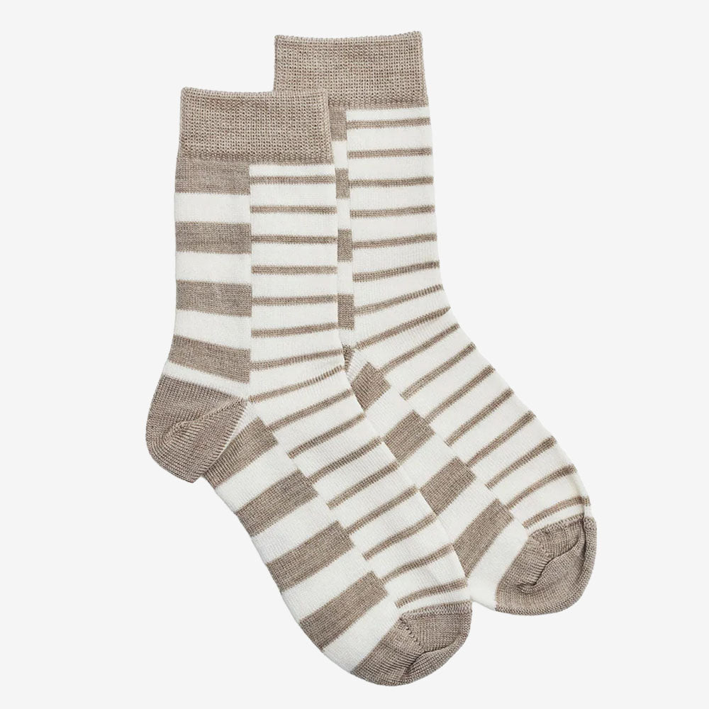 Norsewear Kids Block Stripe Socks fawn