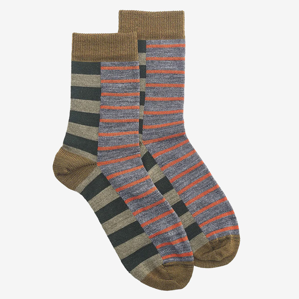 Norsewear Kids Block Stripe Socks khaki