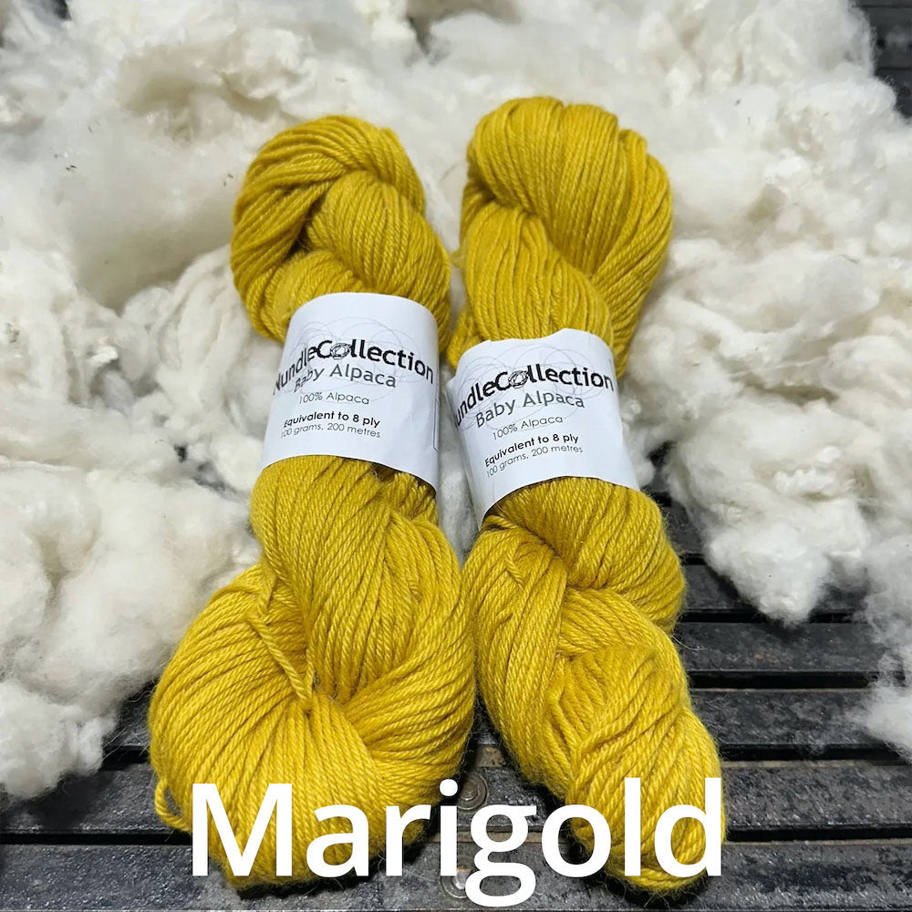 Marigold - Nundle 8 Ply Baby Alpaca Yarn - 100% Pure Alpaca 100g