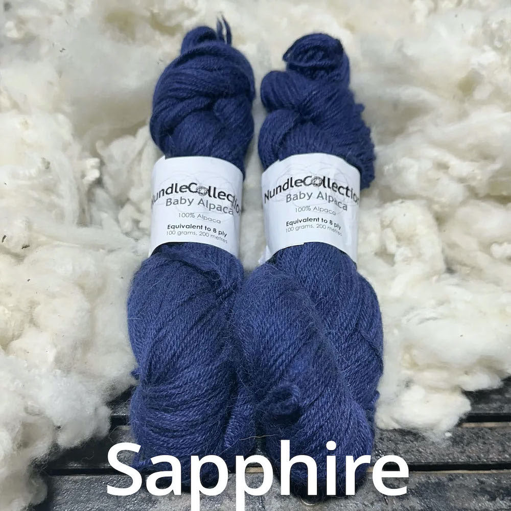 Sapphire - Nundle 8 Ply Baby Alpaca Yarn - 100% Pure Alpaca 100g