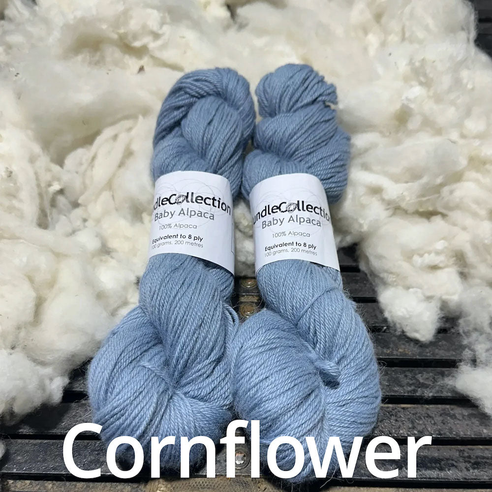 Cornflower - Nundle 8 Ply Baby Alpaca Yarn - 100% Pure Alpaca 100g