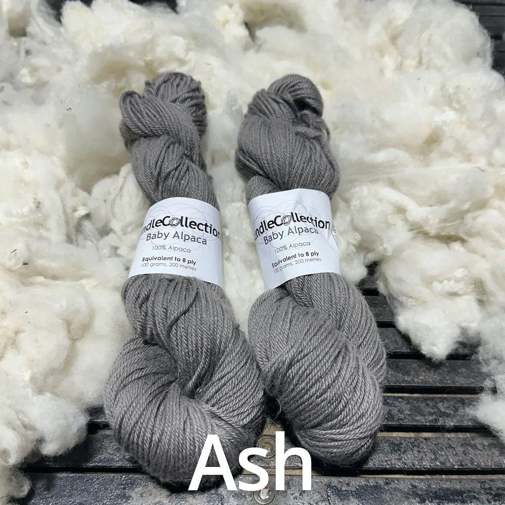Ash - Nundle 8 Ply Baby Alpaca Yarn - 100% Pure Alpaca 100g