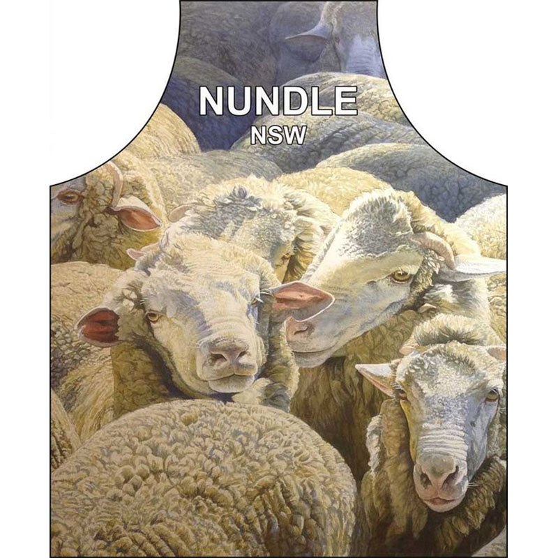 Nundle Apron with sheep and 'Nundle NSW' text