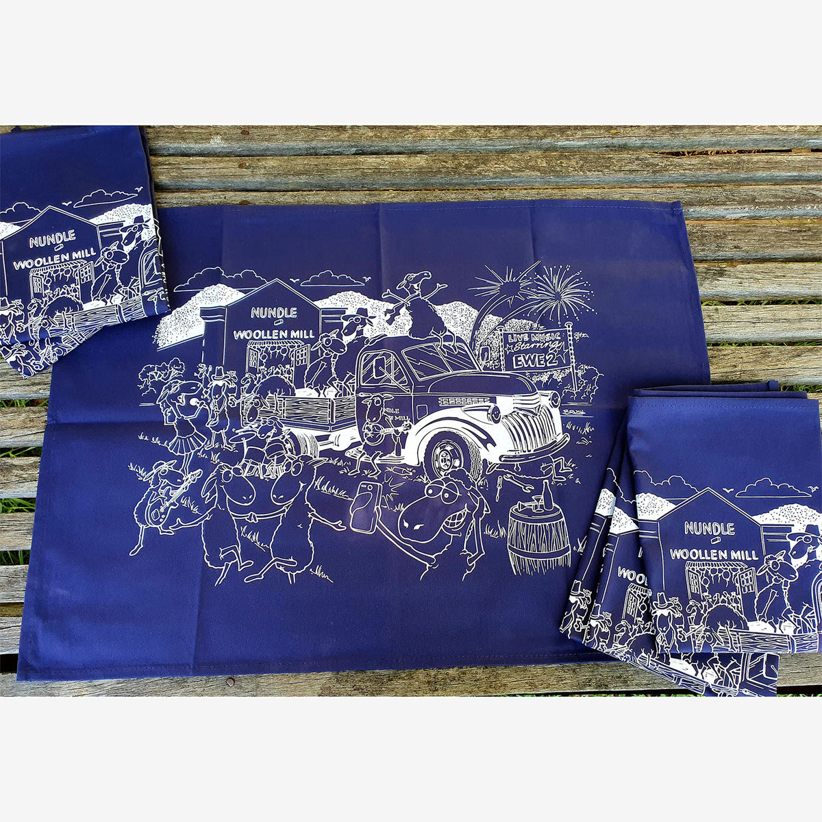 Nundle Woollen Mill Cotton Tea Towel navy