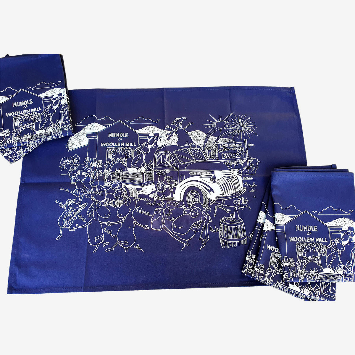 Nundle Woollen Mill Cotton Tea Towel navy