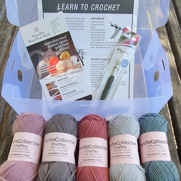 Nundle Woollen Mill Learn to Crochet Kit Heritage - Nundle Woollen