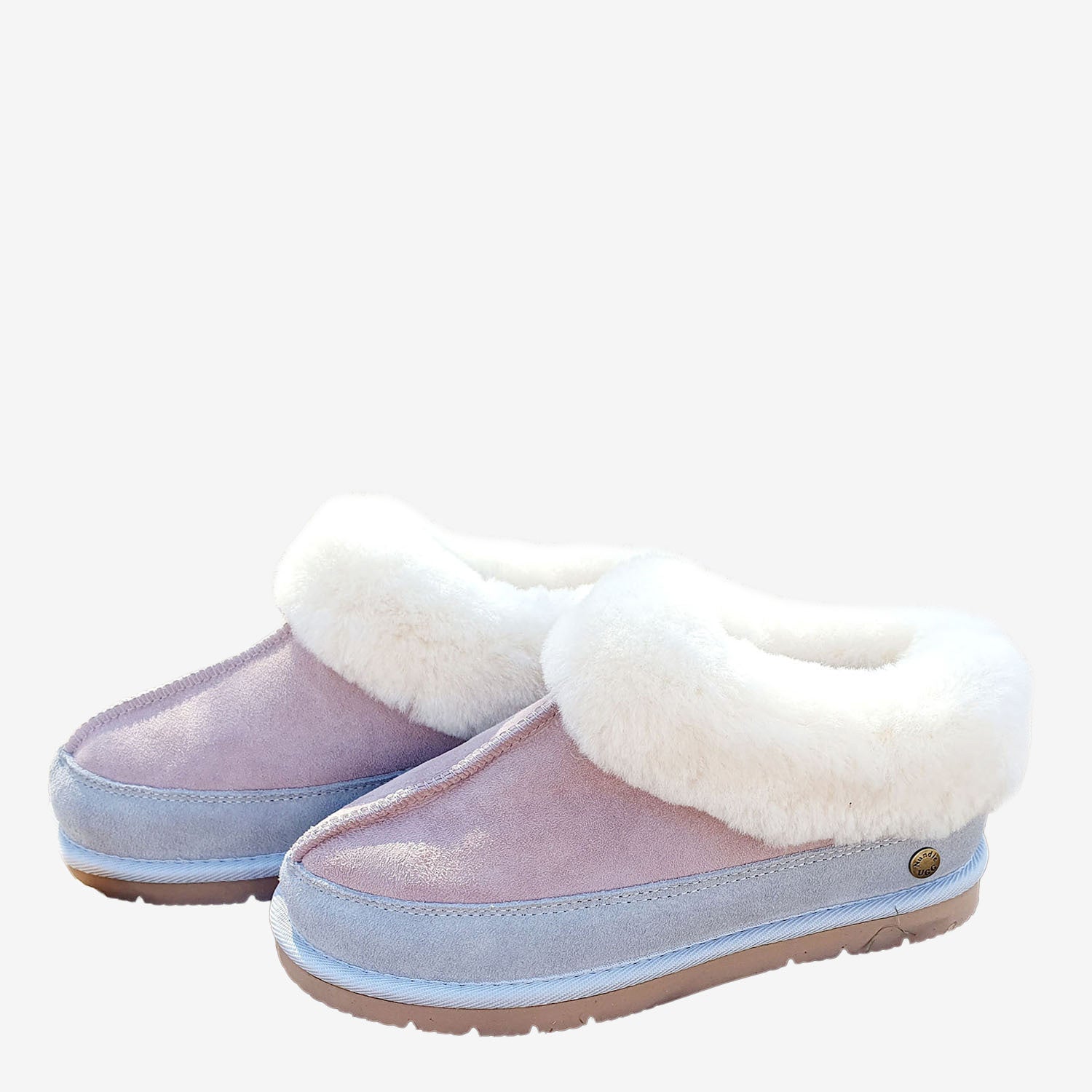 Nundle  Sheepskin  Slippers pink grey