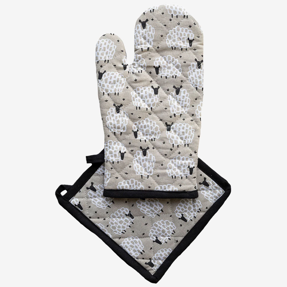 Oven Glove &amp; Pot Holder Grey Sheep