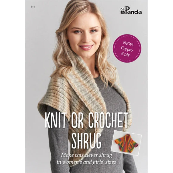 PANDA KNIT OR CROCHET SHRUG PATTERN 814