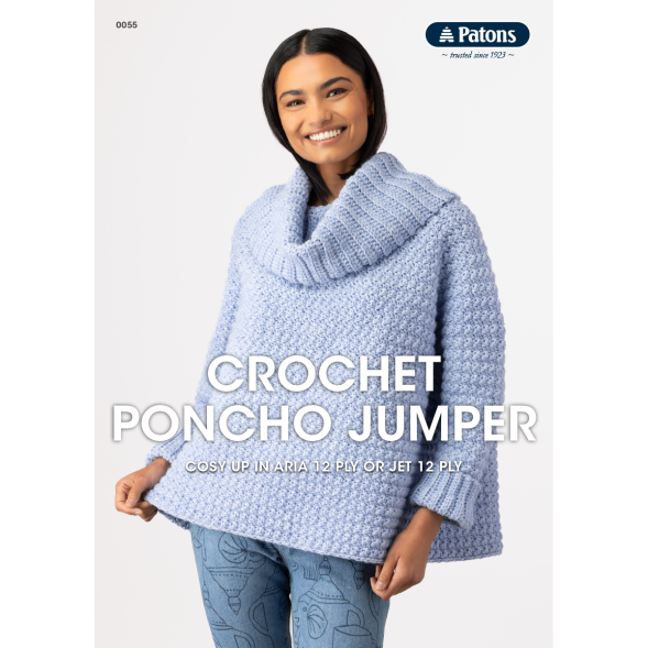 Patons Crochet Poncho Jumper Pattern 0055